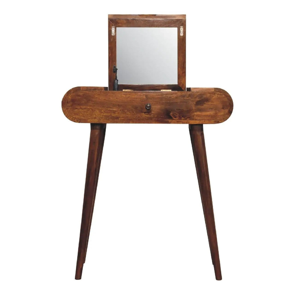 Mini Round Fold Vanity Chestnut | 27.56 x 13.78 x 31.1 in | Mango Wood | Bathroom