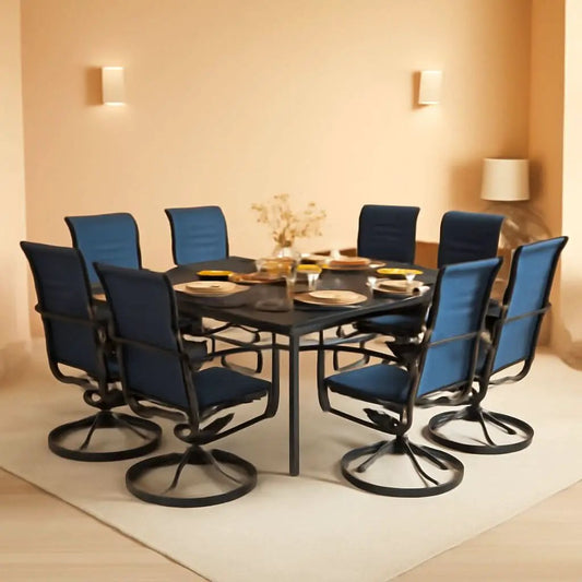 9 Piece Outdoor Dining Set Blue Patio Table With Chairs from PriceLows™