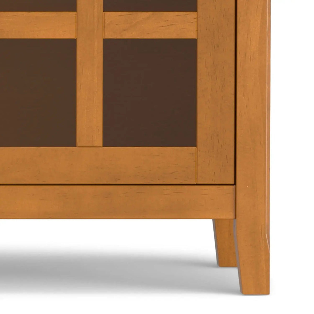 Acadian TV Media Stand | Handcrafted Solid Wood | 2 Bottom Drawers | Tempered Glass Side Cabinets