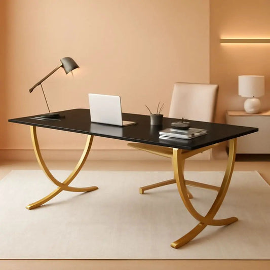 Executive Desk 63 Inch Wide Black And Gold Office Desk from PriceLows™