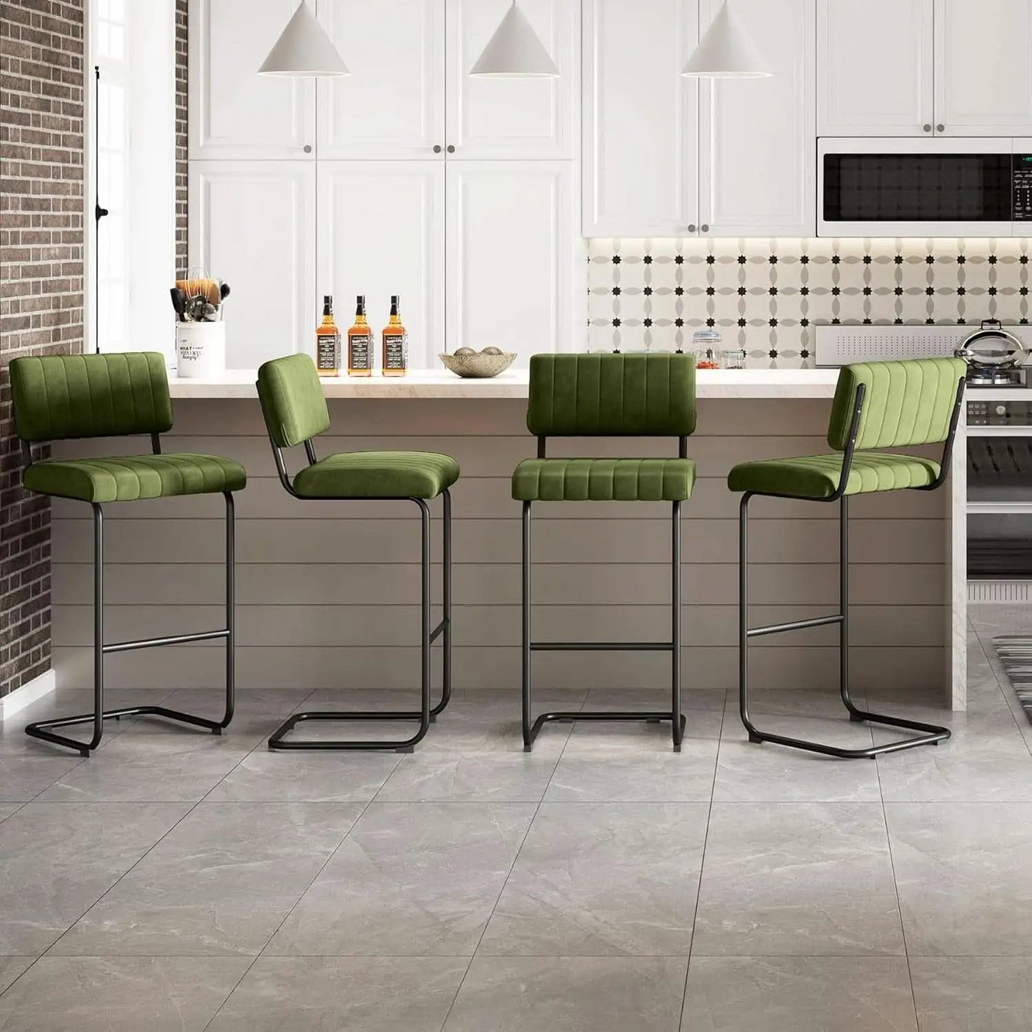 30 Inch Velvet Tufted Bar Stools Set of 2 Kitchen Island from PriceLows™