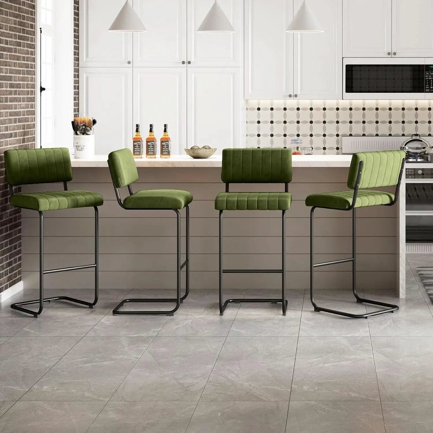 30 Inch Velvet Tufted Bar Stools Set of 2 Kitchen Island from PriceLows™