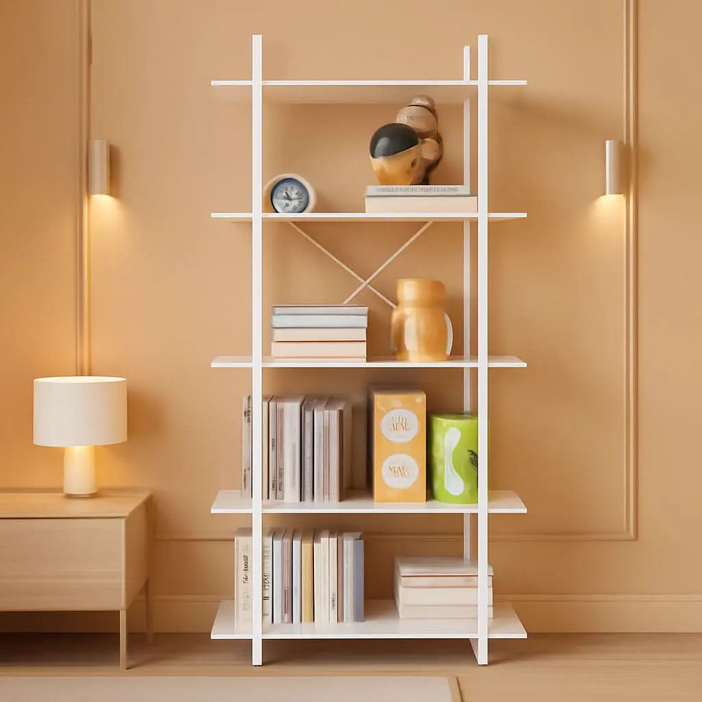 White 5 Tier Wooden Bookcase Tall Storage Organizer from PriceLows™