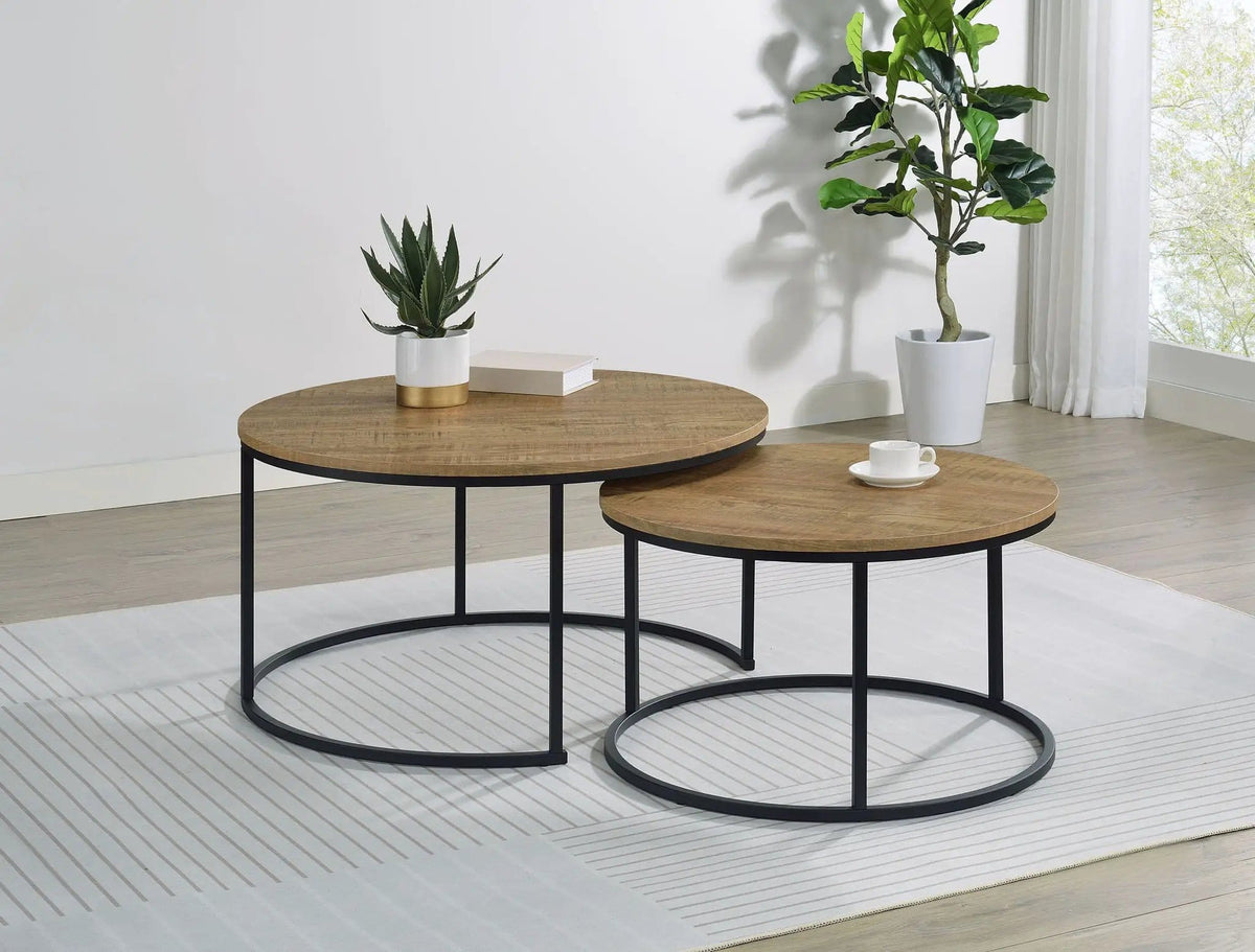 Lainey 2-piece Round Nesting Coffee Table Mango Table Set | 2-Piece Set | Metal | Dining Room