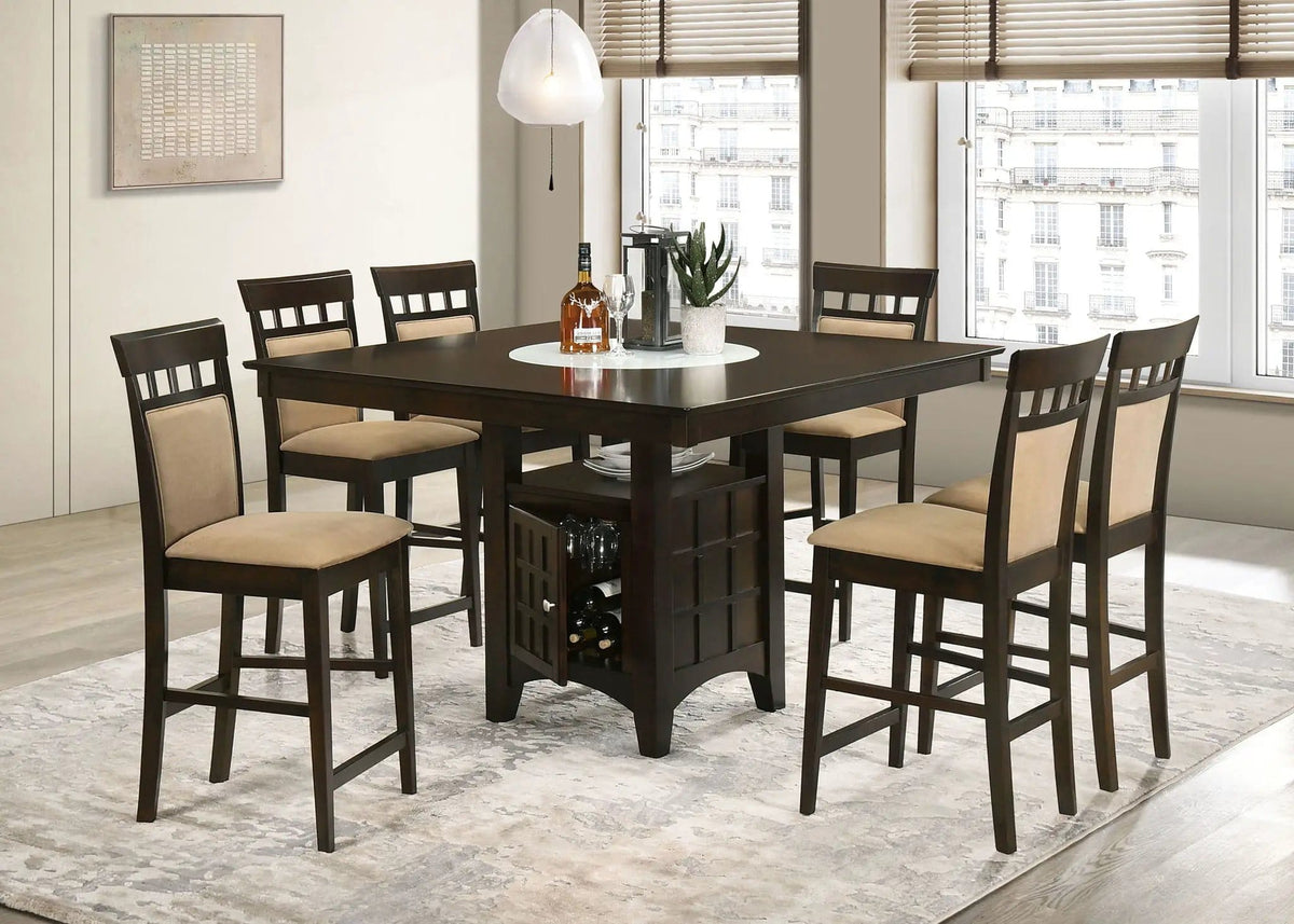 Gabriel 7-piece Square Counter Height Dining Set | 7-Piece Set | Rubberwood & Engineered Wood | Cappuccino