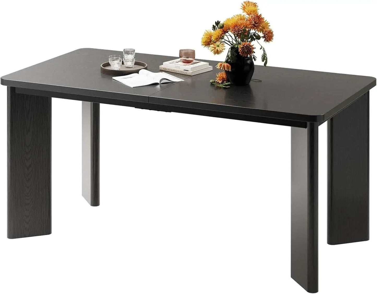 63 Inch Black Rectangular Dining Table Industrial Sturdy from PriceLows™