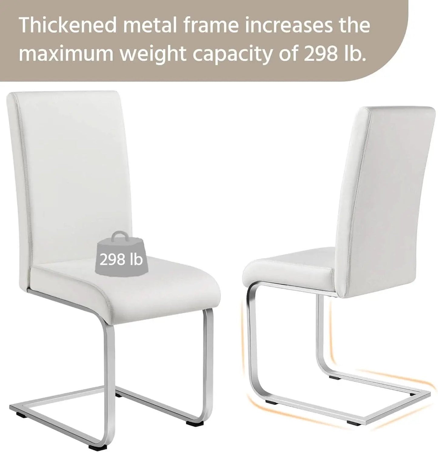 Set Of 2 High Back Faux Leather Dining Chairs White from PriceLows™