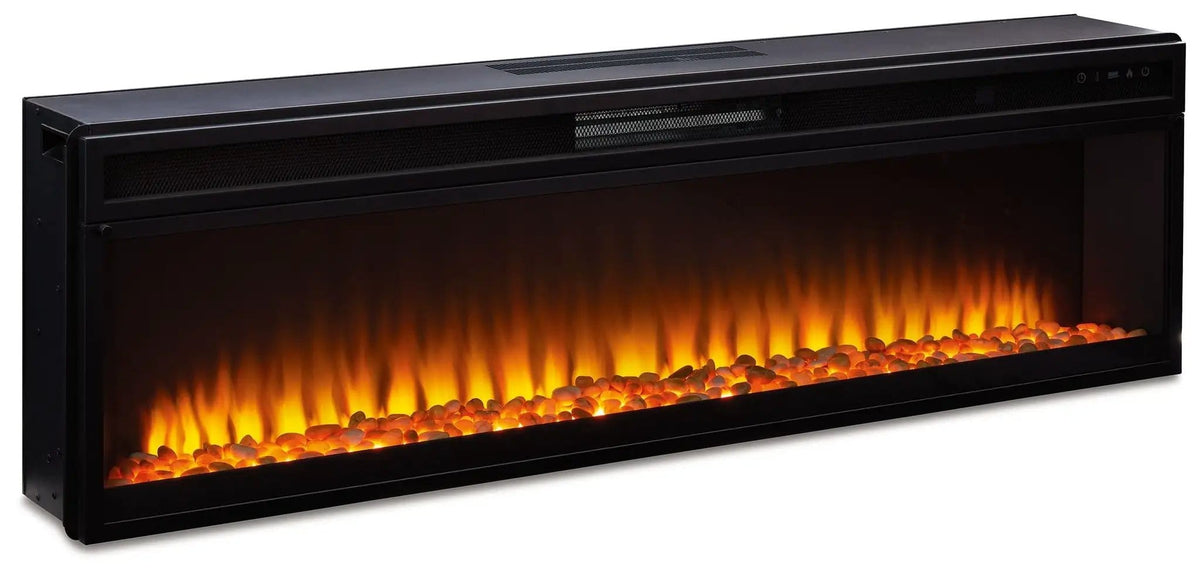 Entertainment Accessories Wide Fireplace Insert | 57.63 x 8.88 x 16.88 in | Glass | Black