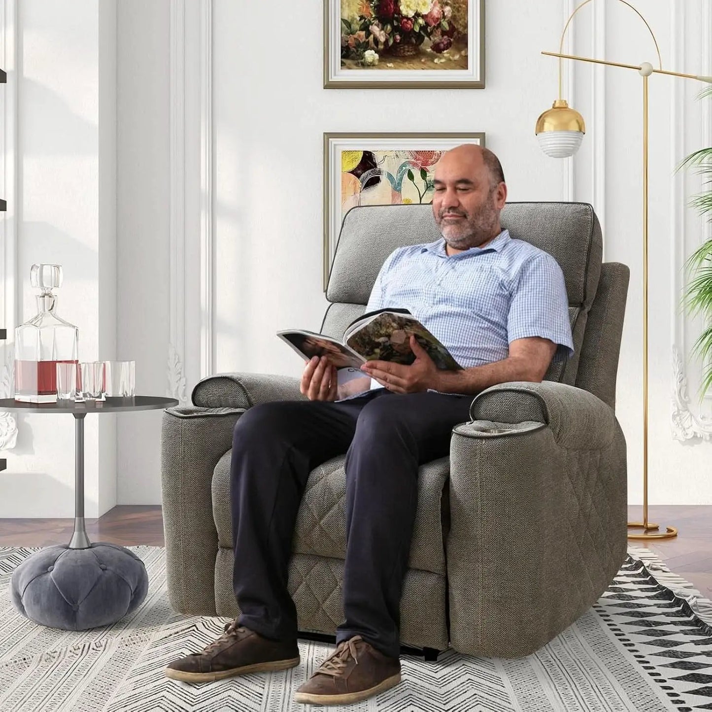 Electric Recliner Chair With USB Charging And Cup Holders from PriceLows™