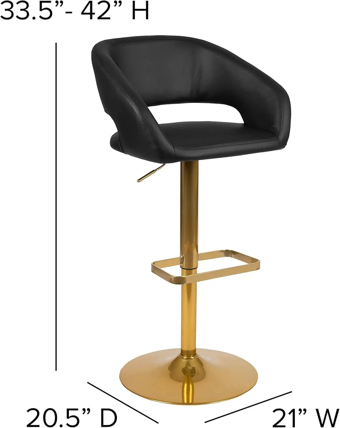 Contemporary Adjustable Height Barstool With Stylish Footrest from PriceLows™
