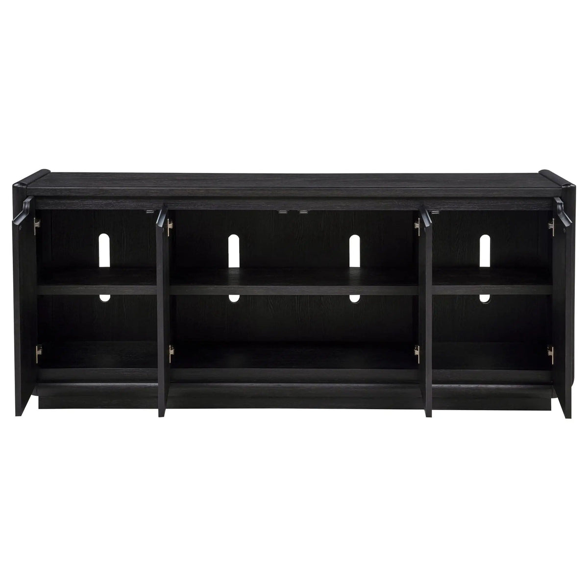 Leandro 72-inch 4-door TV Stand Media Console Burnished | 72 x 18 x 30.25 in | Engineered Wood & Veneer | Black