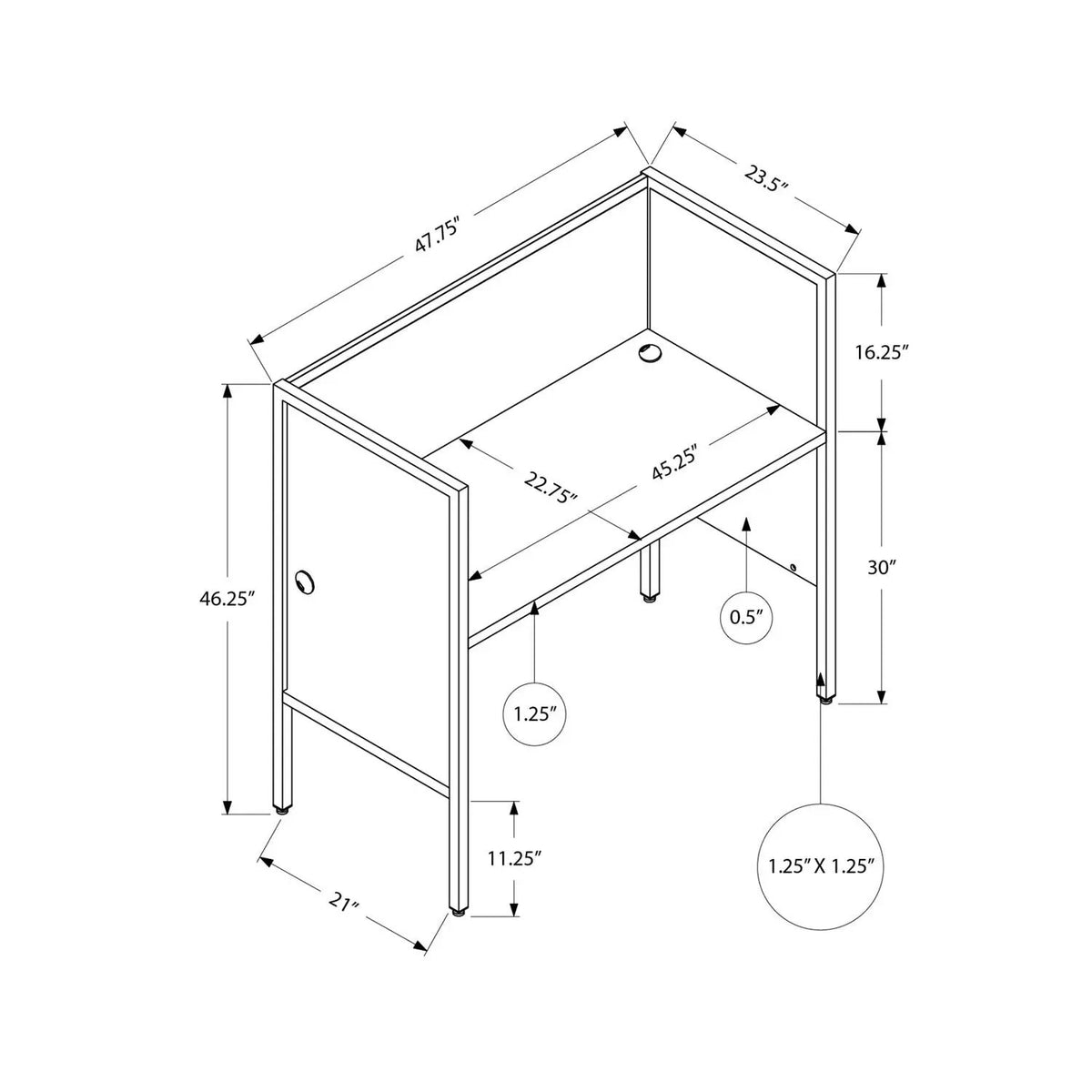 Commercial Office Cubicle Desk | 48 Inch Workstation | ANSI/BIFMA Standards | Space-Saving Features
