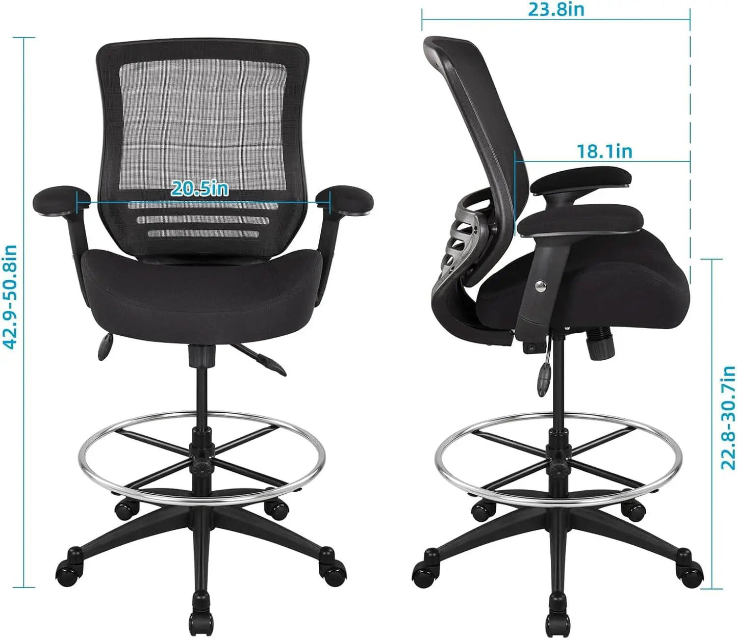 400Lbs Ergonomic Drafting Chair Height Adjustable Foot Ring from PriceLows™