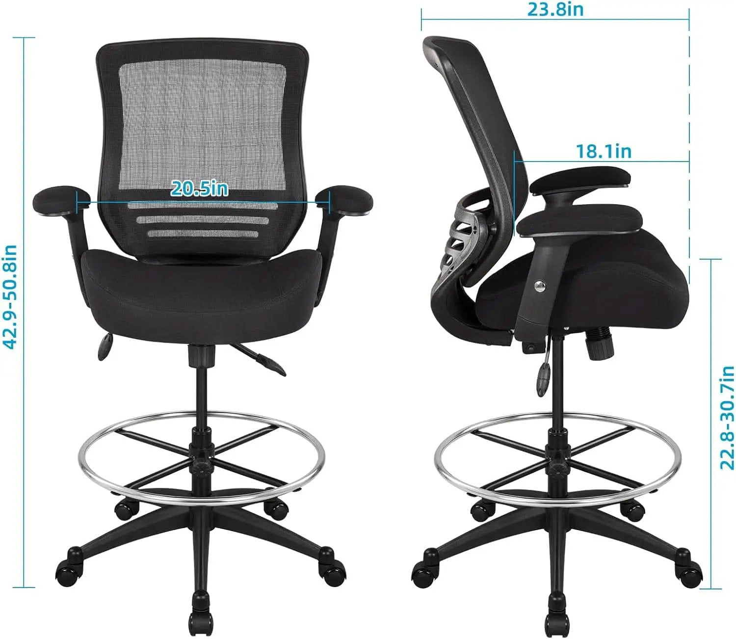 400Lbs Ergonomic Drafting Chair Height Adjustable Foot Ring from PriceLows™