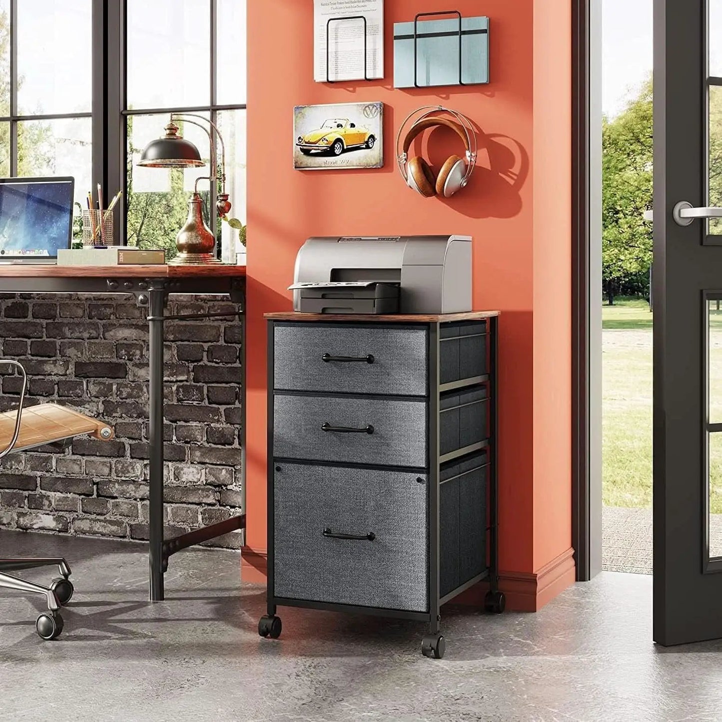 Mobile File Cabinet Rolling Printer Stand With 3 Drawers from PriceLows™