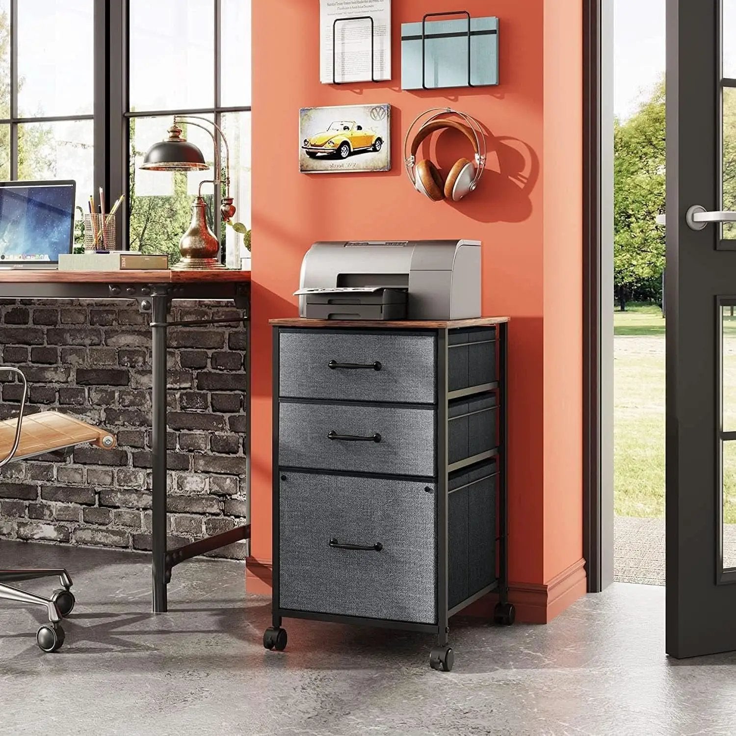 Mobile File Cabinet Rolling Printer Stand With 3 Drawers from PriceLows™