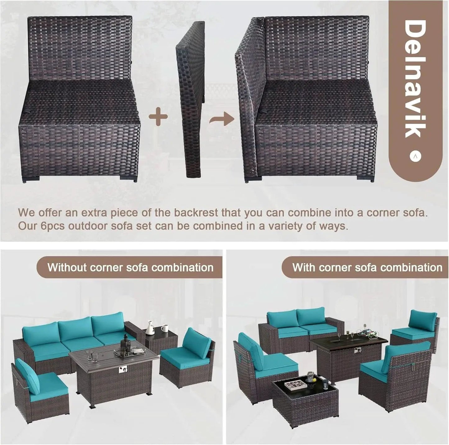 Rattan Patio Furniture Set With Fire Pit Table from PriceLows™