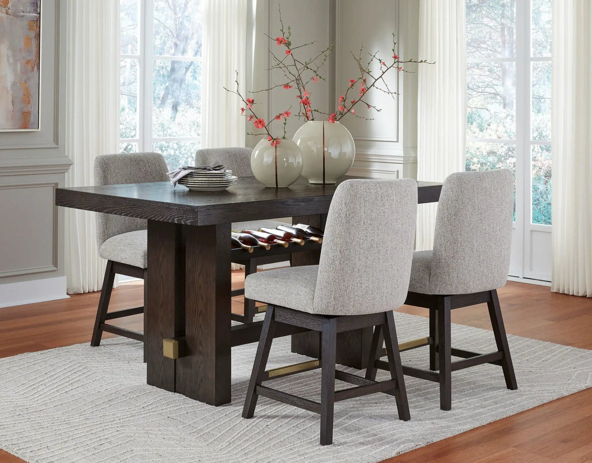 Rectangular Counter Table Set | Dark Oak Finish | Modern Design