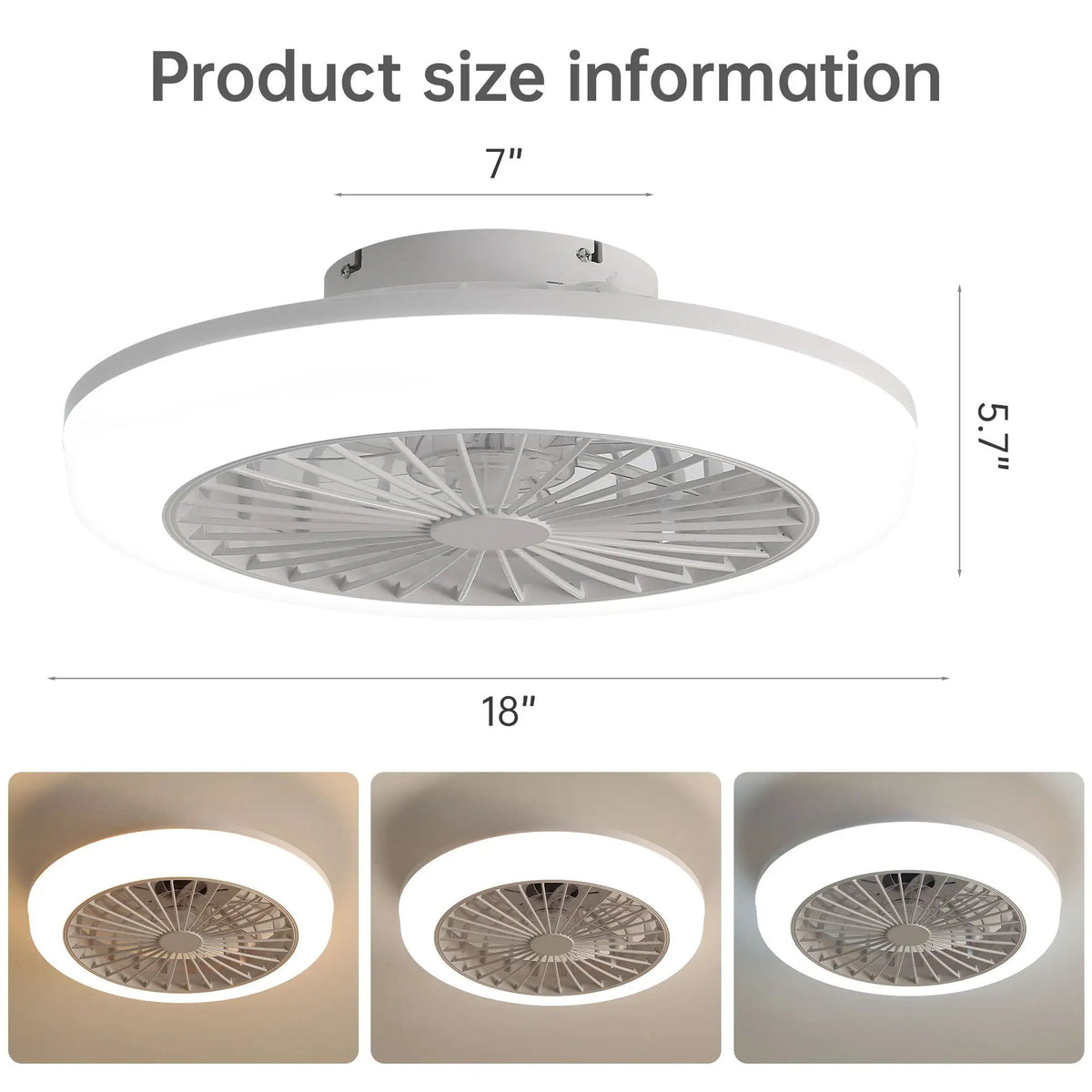 Bladeless Ceiling Fan With Light | Remote Control | Reversible Motor | White