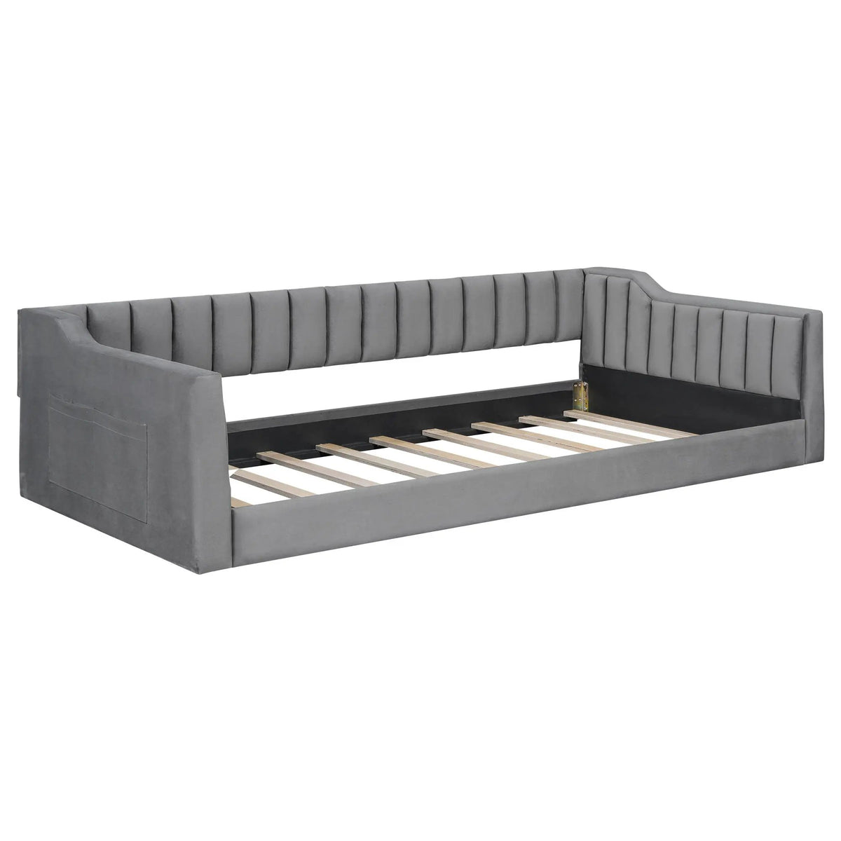Compact Daybed | Side Storage Pocket | Vertical Stripe Upholstery | 87.8 Inch Length