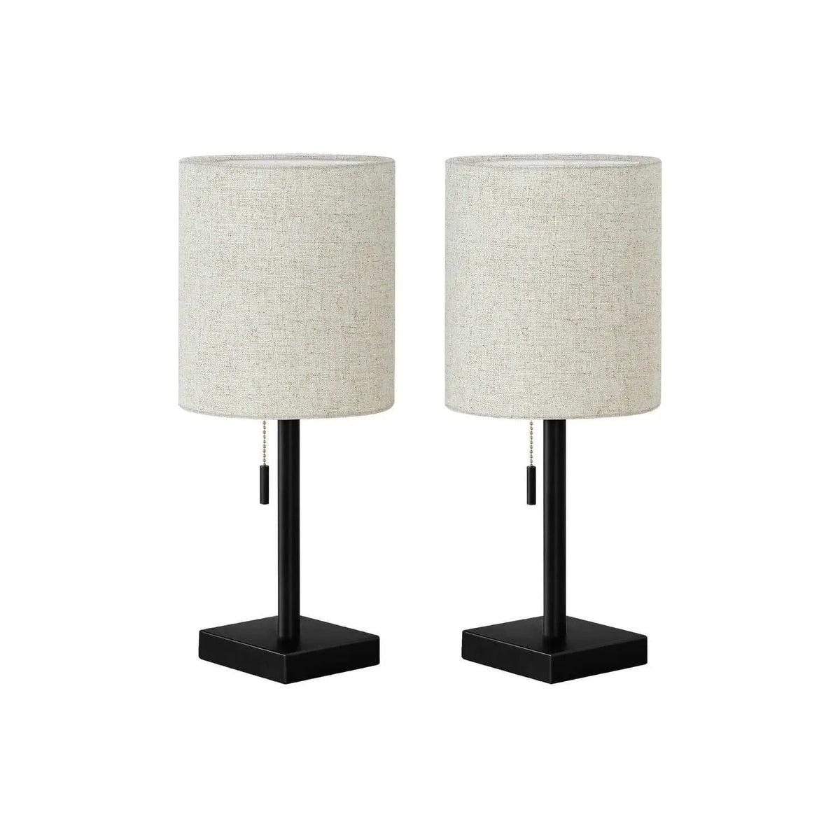 Lighting, Table Lamp, USB Port Included, Nickel, Contemporary (Set of 2) | 2 Pieces | Fabric & Metal | Home