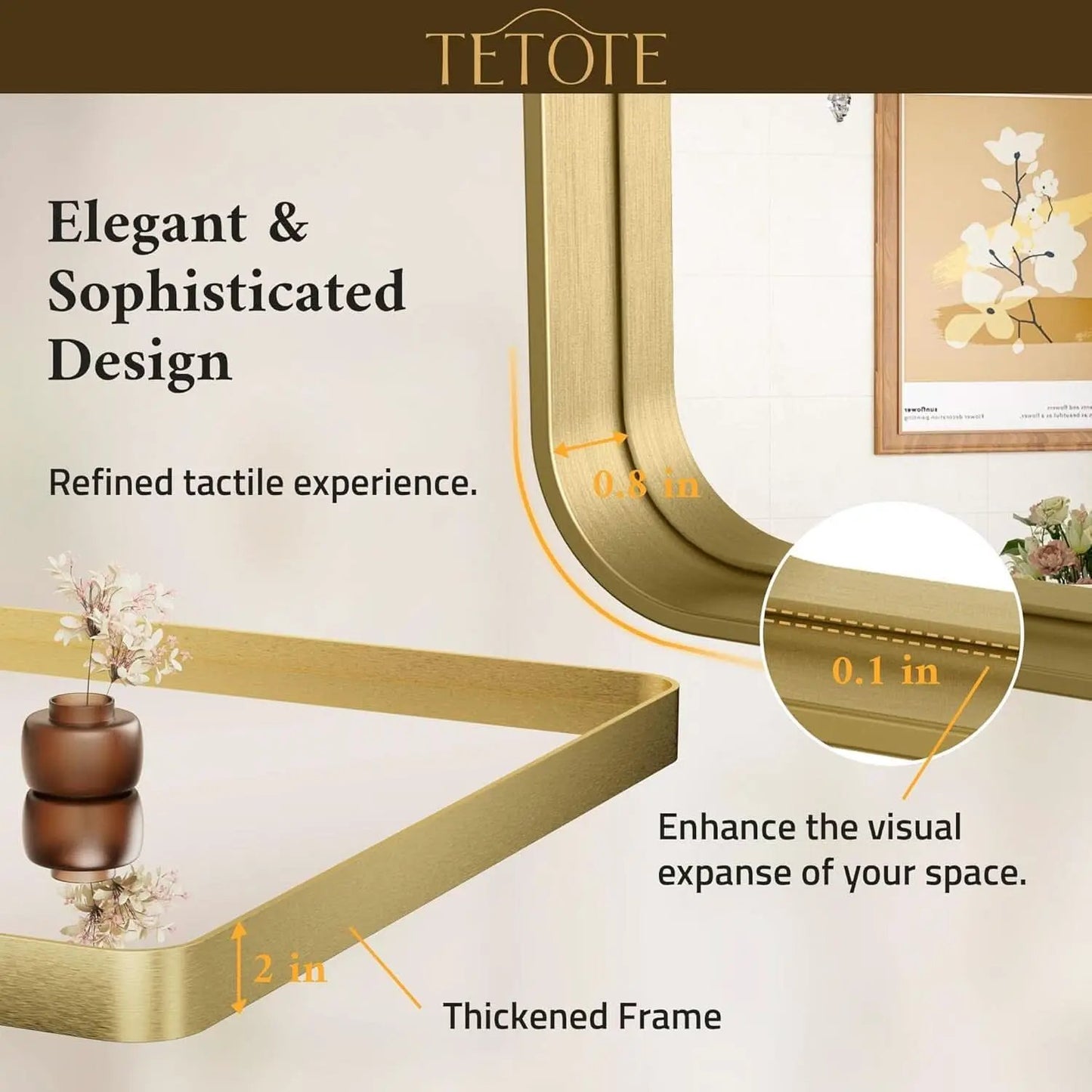 40 By 30 Inch Brushed Brass Bathroom Mirror Wall Mounted from PriceLows™