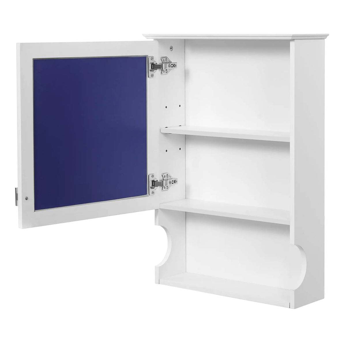 Half-Moon Wall Mounted Bathroom Cabinet | Mirror | Soft Closing Hinges | Open Shelving