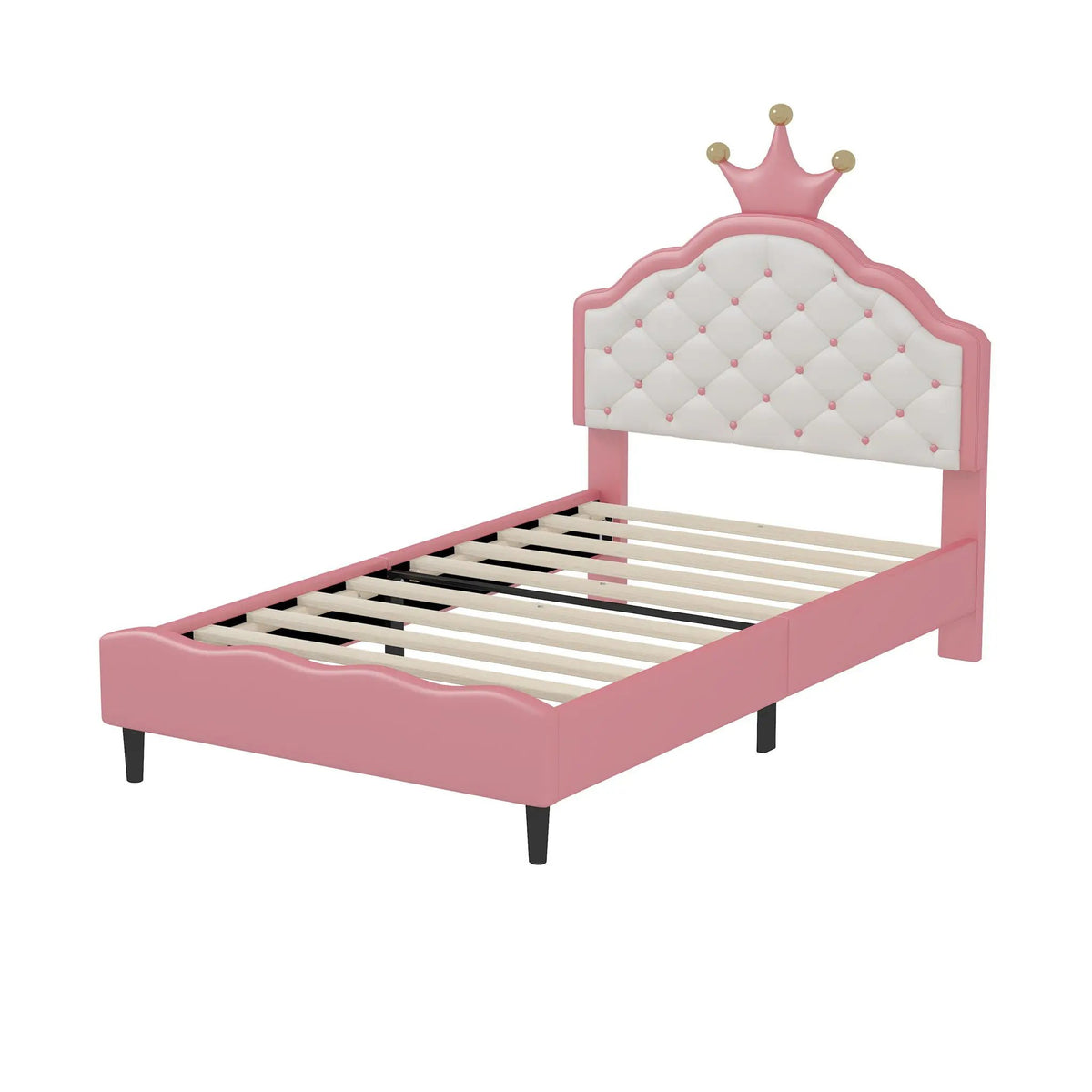 Crown Princess Bed | Tufted Headboard | Fantasy Crown Design | Sturdy Plywood Frame