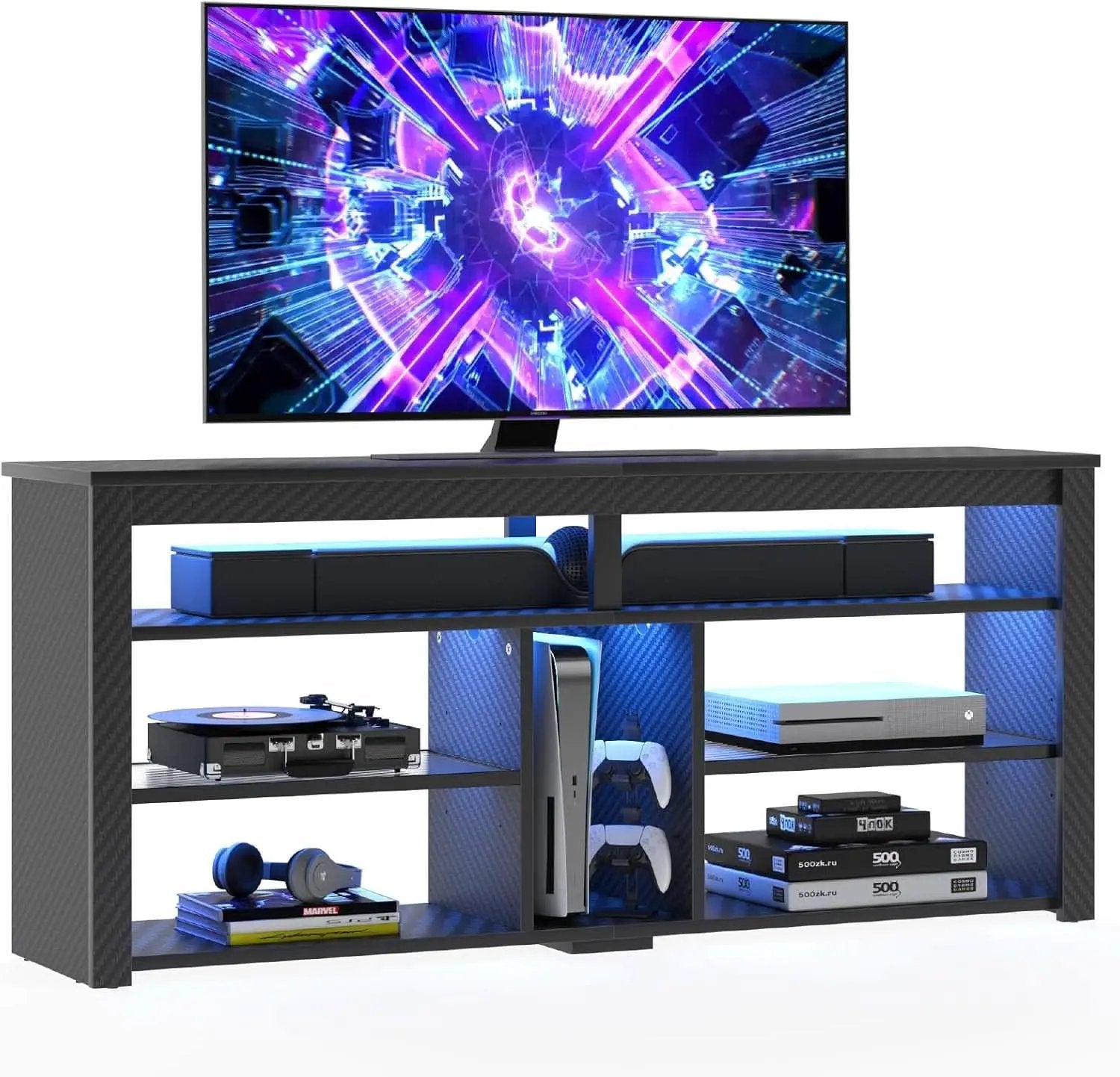 LED Tall TV Stand For 55-65 TV With Adjustable Shelves from PriceLows™