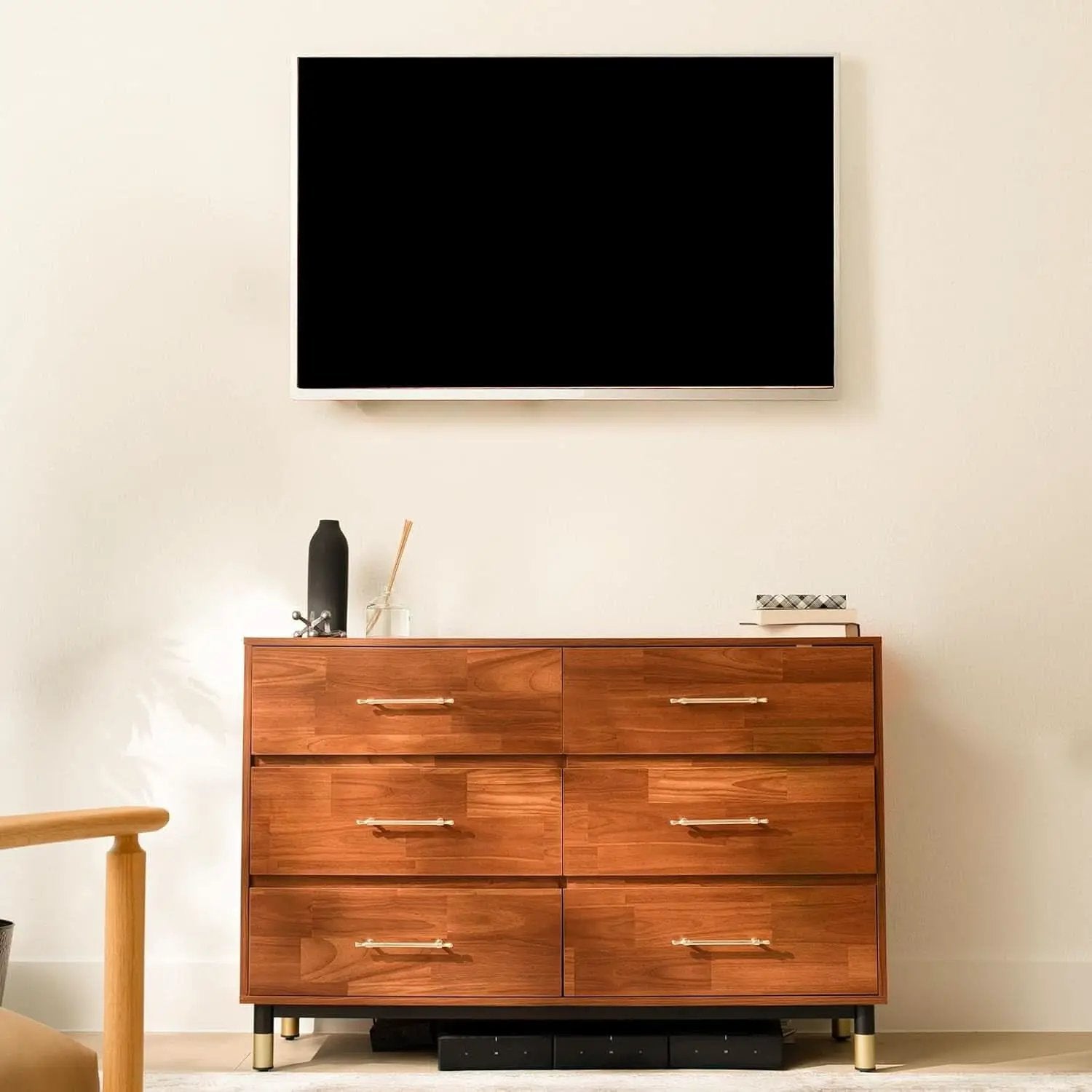 Walnut Dresser Six Drawer Storage Organizer Cabinet from PriceLows™