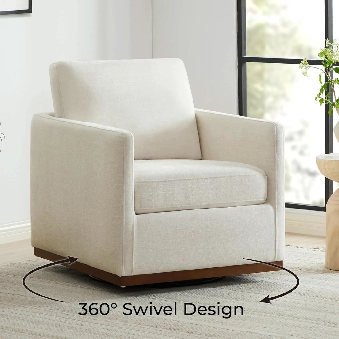 Swivel Linen Accent Armchair Mid Century Modern 360 Swivel from PriceLows™