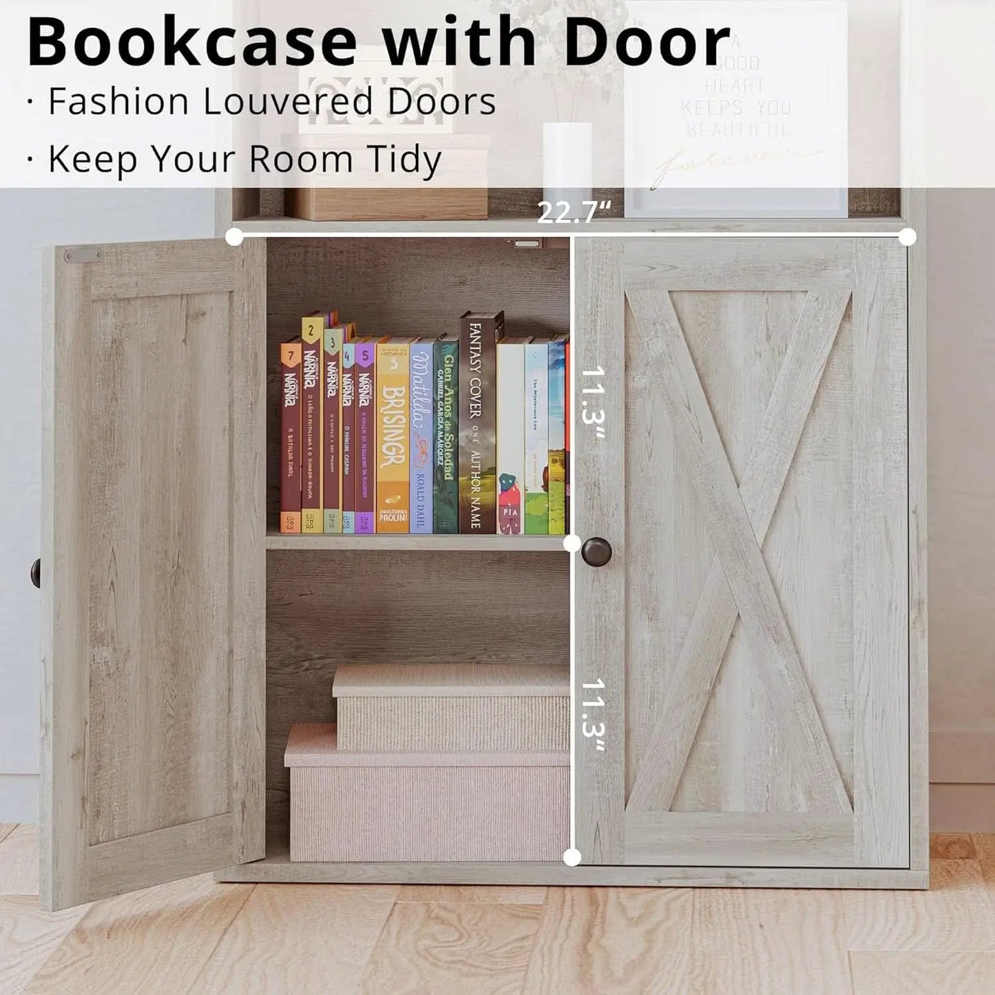 Industrial 70 Inch Tall Bookcase With Doors 6 Shelf Storage from PriceLows™