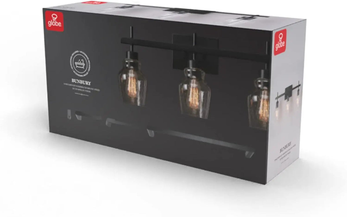 Bathroom Hardware Set | Matte Black | 3 Light Vanity | 5 Piece Kit