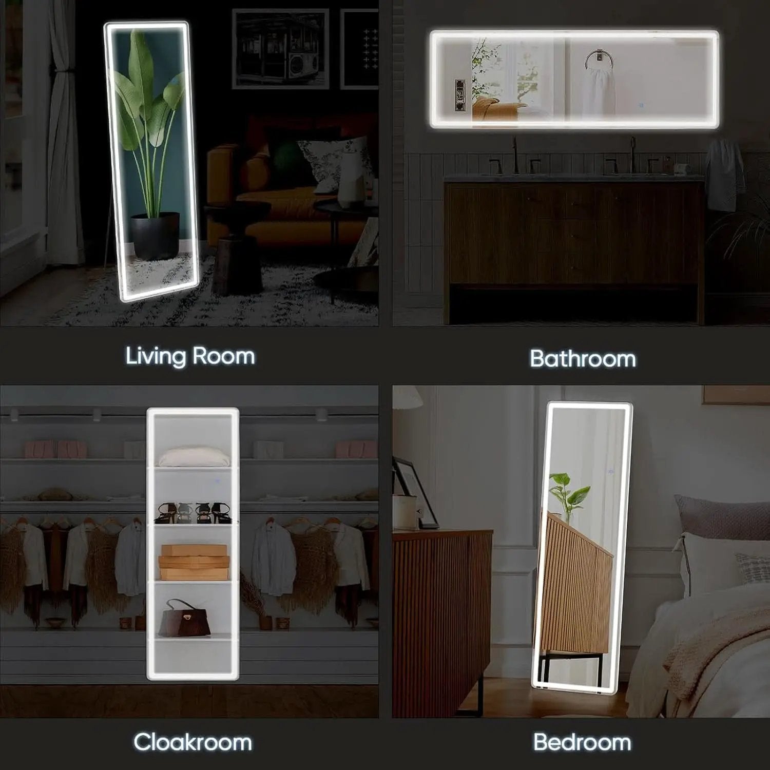 LED 20x63 Full Length Mirror With 3 Color Lights For Bedroom from PriceLows™