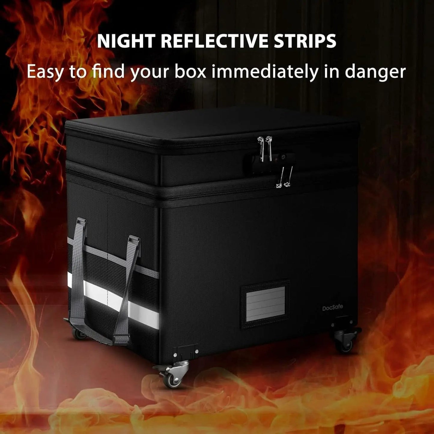 Fireproof File Box With Lock Wheels Rolling Portable from PriceLows™