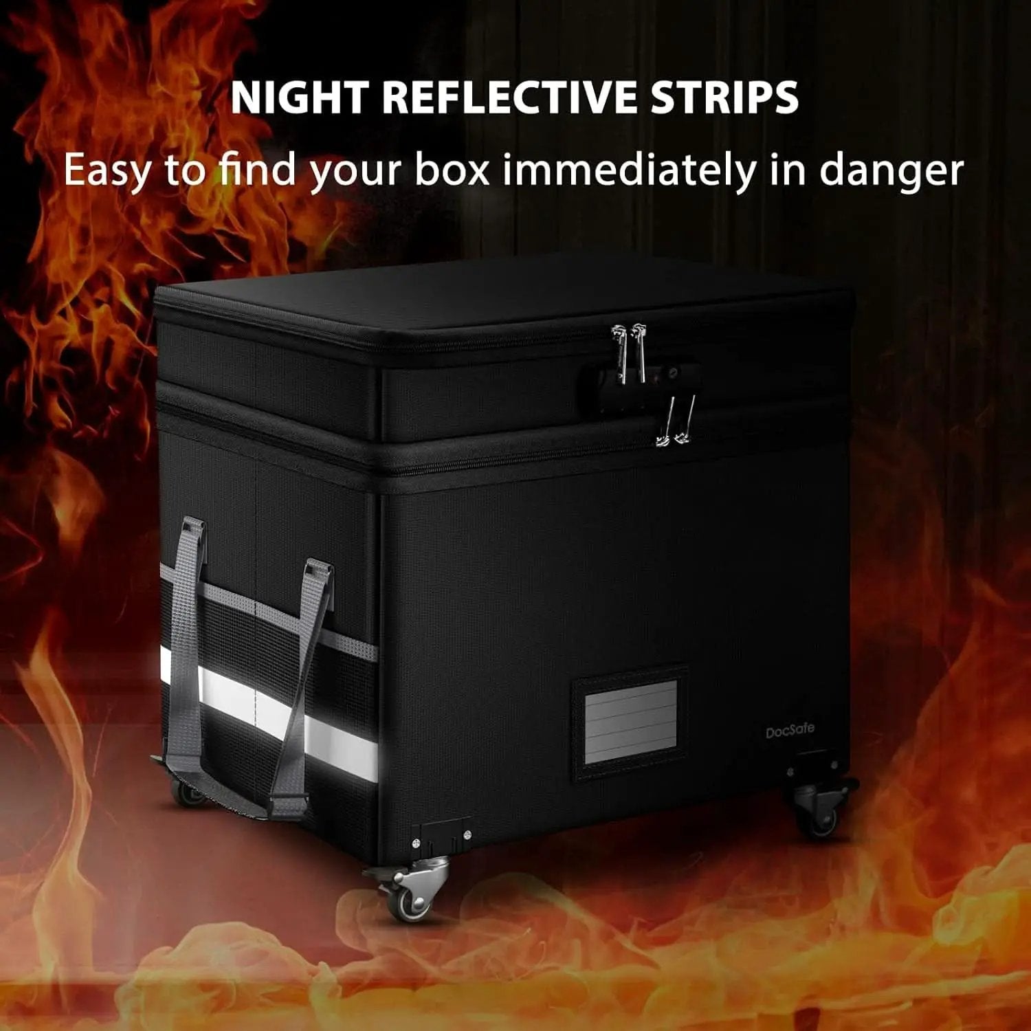 Fireproof File Box With Lock Wheels Rolling Portable from PriceLows™
