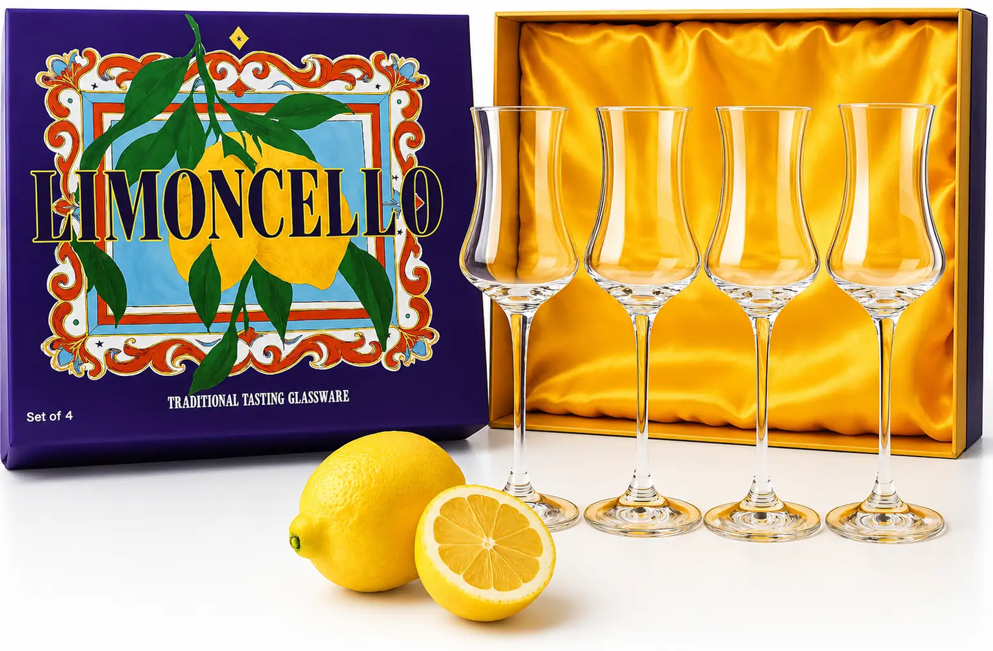 Specialty Limoncello Cocktail Glassware, Set of 4