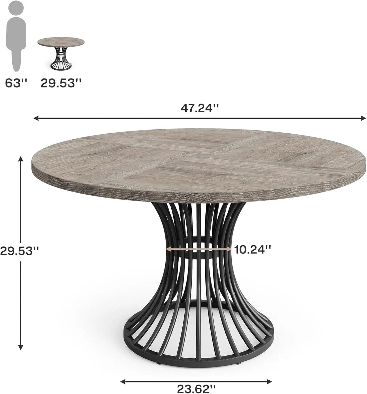 Round Dining Table 47 Inch Grey For Kitchen And Living Room from PriceLows™