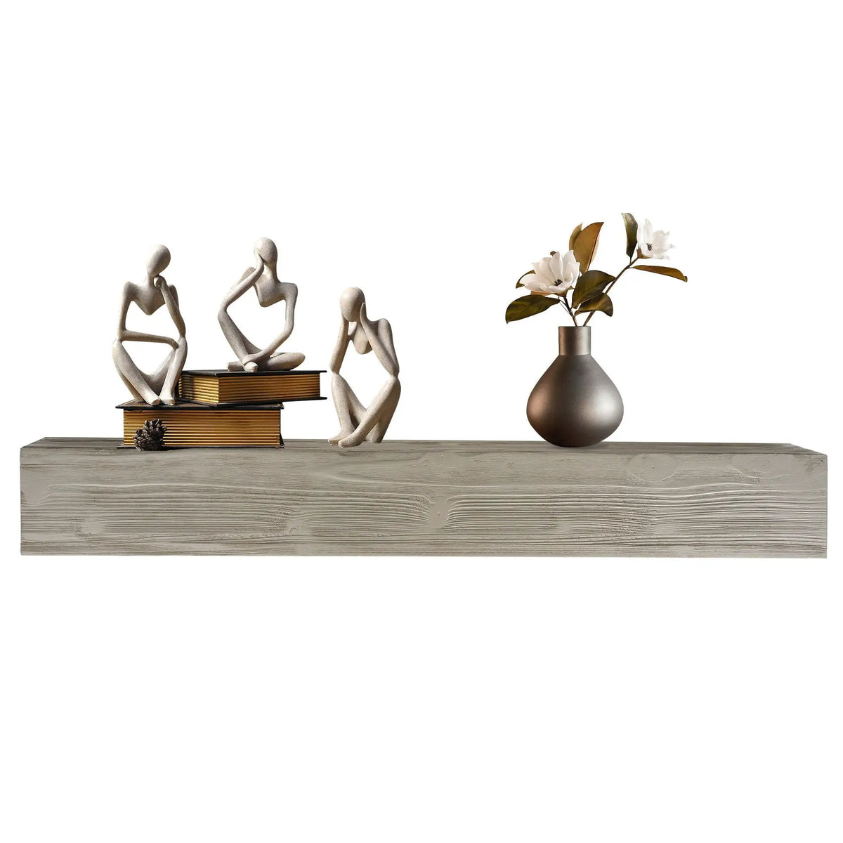 Floating Mantel | Solid Cedar Wood | 9 Inch Thick | 50 Lb Capacity