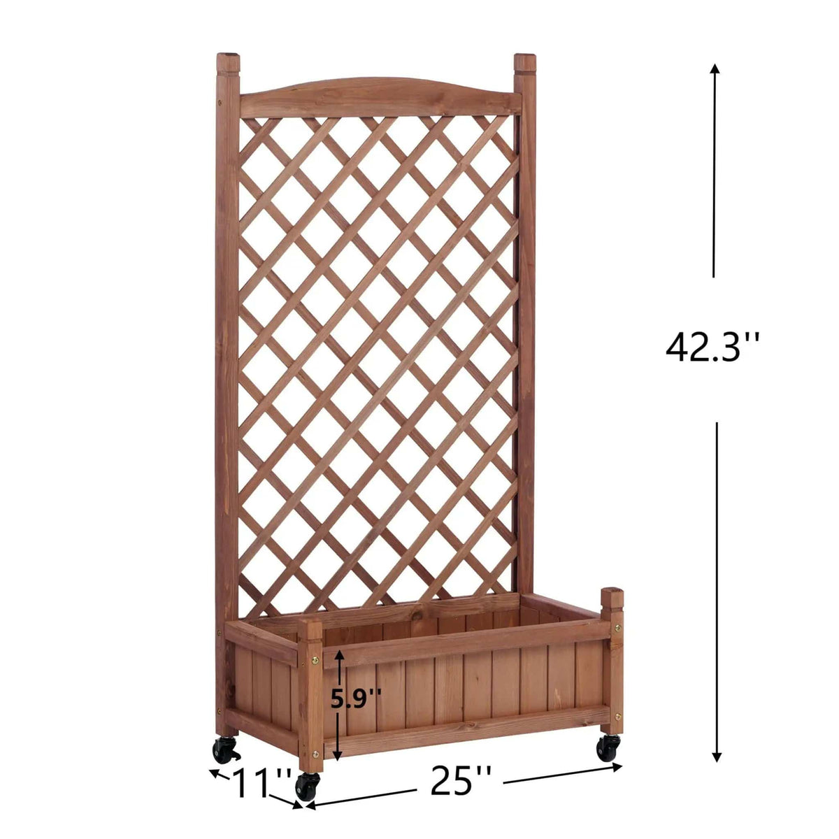 Raised Garden Bed With Trellis 2 Pack, Outdoor Planter Box & Plant Stand With | 25 x 11 x 42.3 in | Solid Wood | Brown