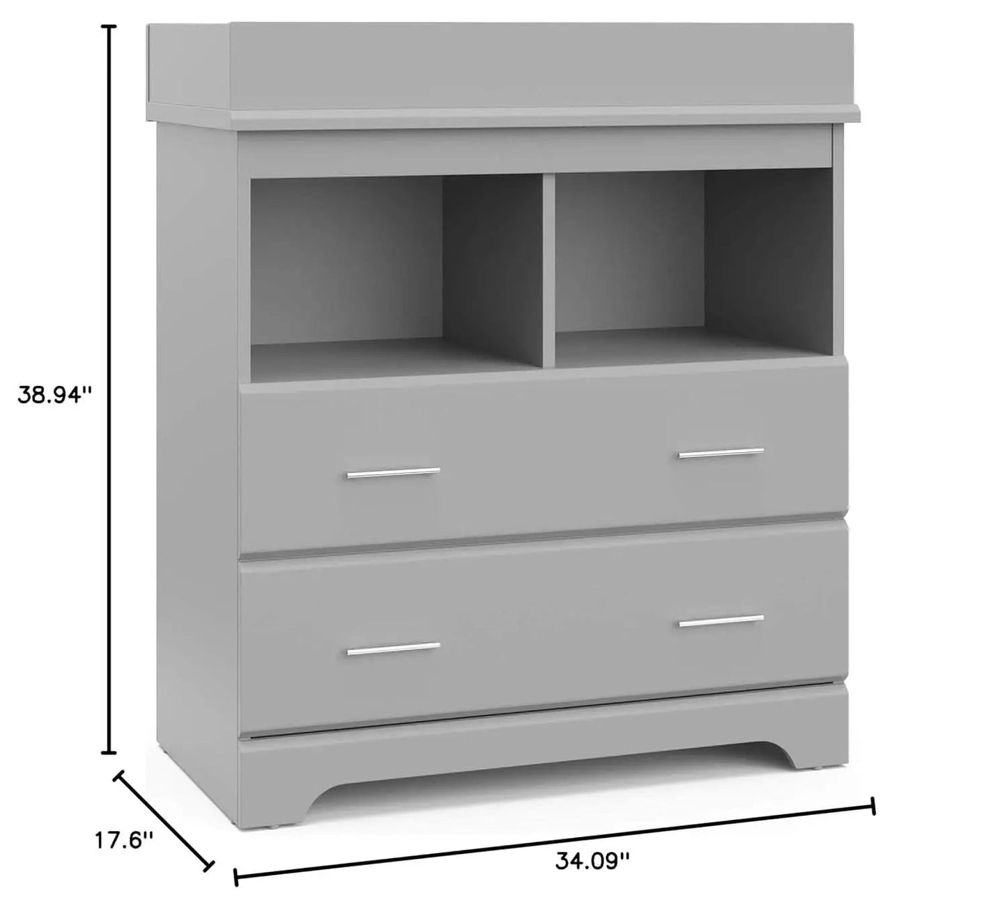 Brookside 2-Drawer Changing Table Dresser Pebble Gray from PriceLows™