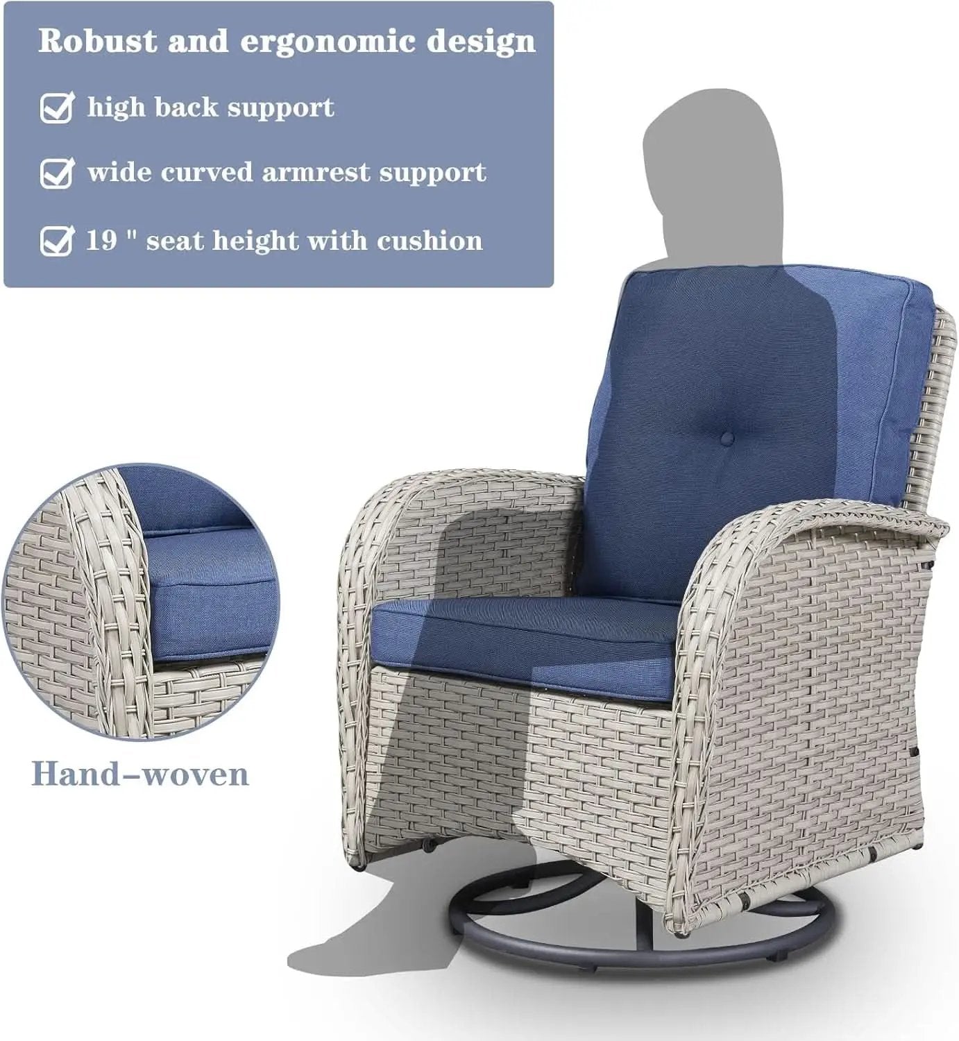 Patio Wicker Swivel Rocker Chairs Set Of 2 With Side Table from PriceLows™