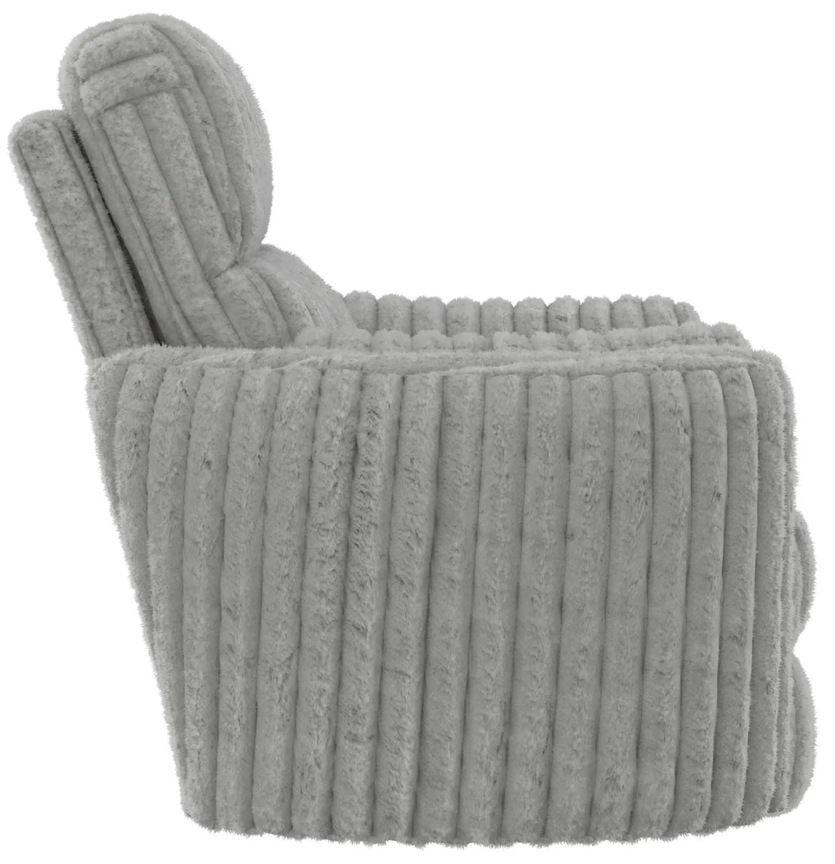 Daydream Swivel Glider Recliner | Unique Shape | Comfort Bolsters | Faux Fur