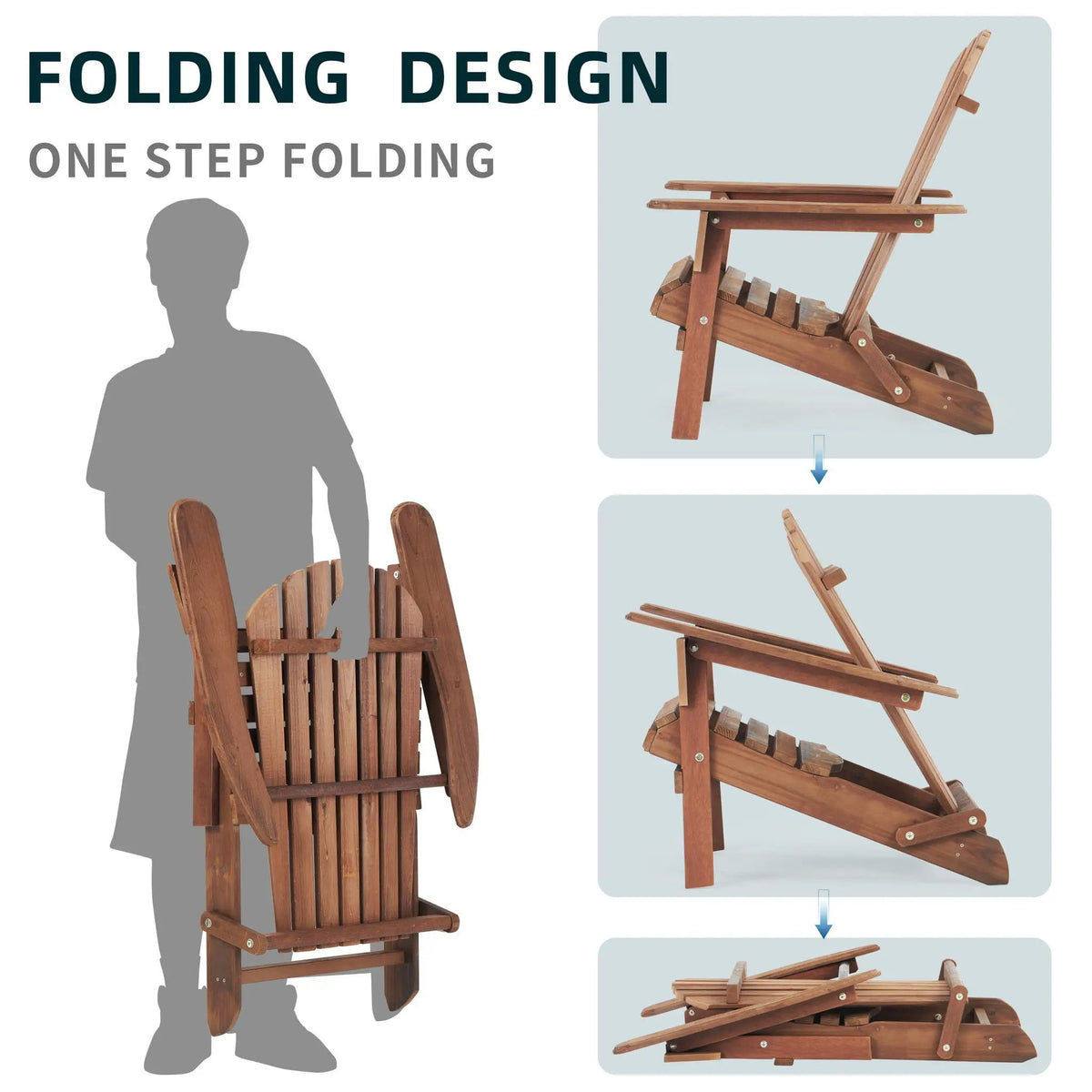 Folding Adirondack Chairs | Set Of 2 | Solid Cedar Wood | Space-Saving Design
