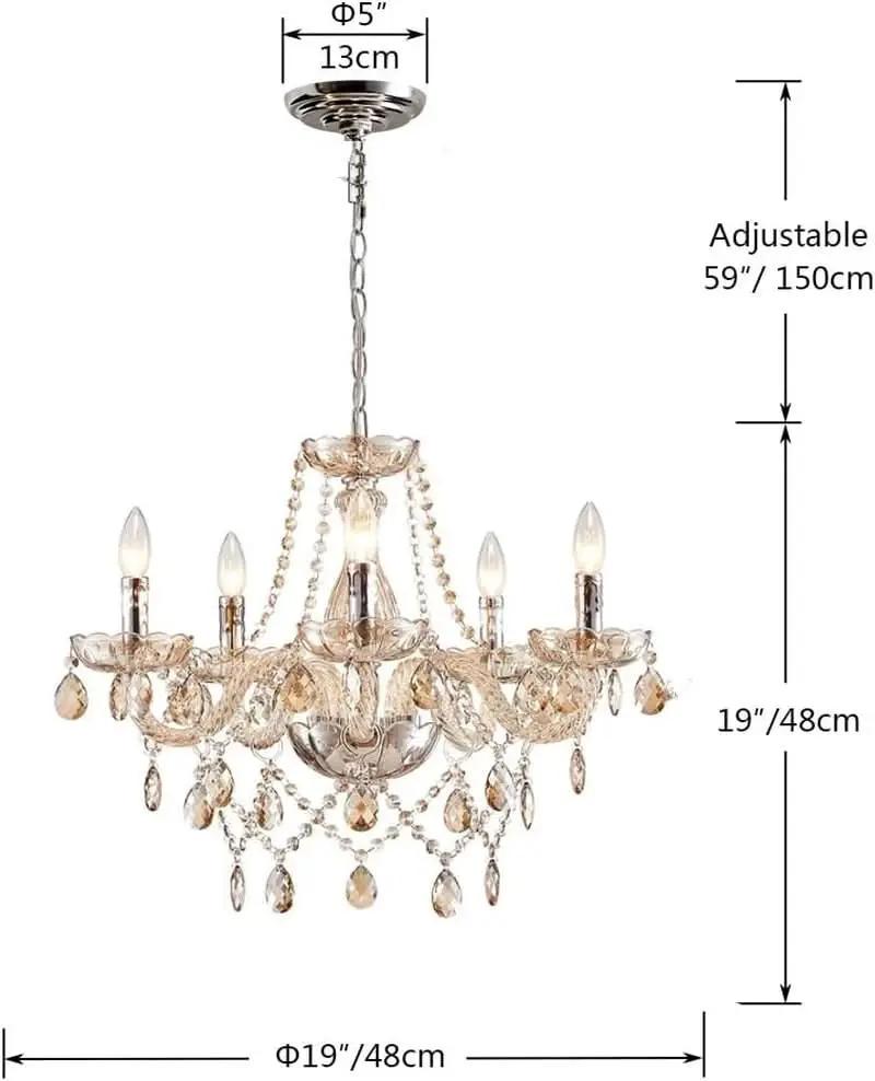Champagne Crystal Chandelier 5 Light Modern Bedroom from PriceLows™