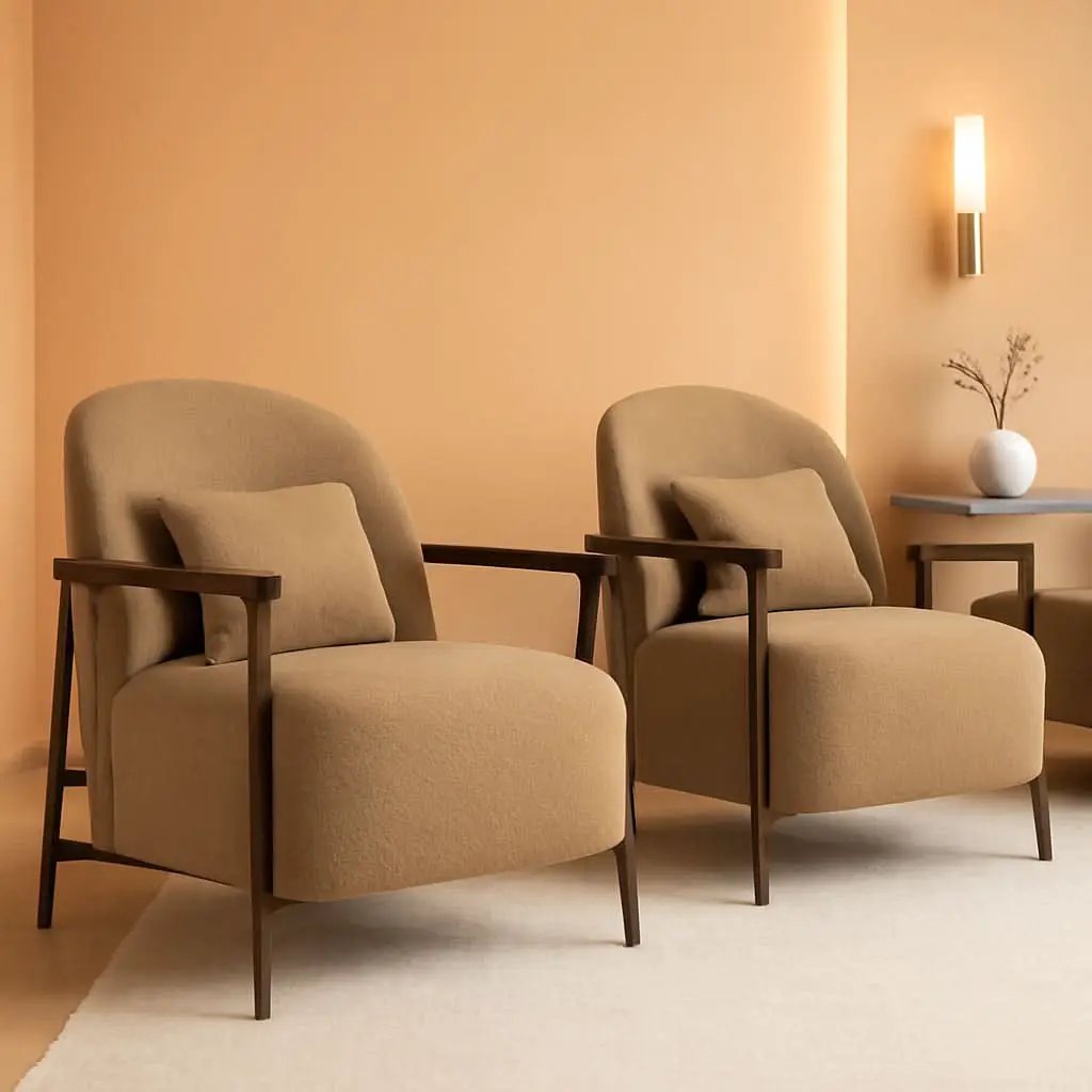 Camel Faux Sherpa Upholstered Armchair Modern Collection from PriceLows™
