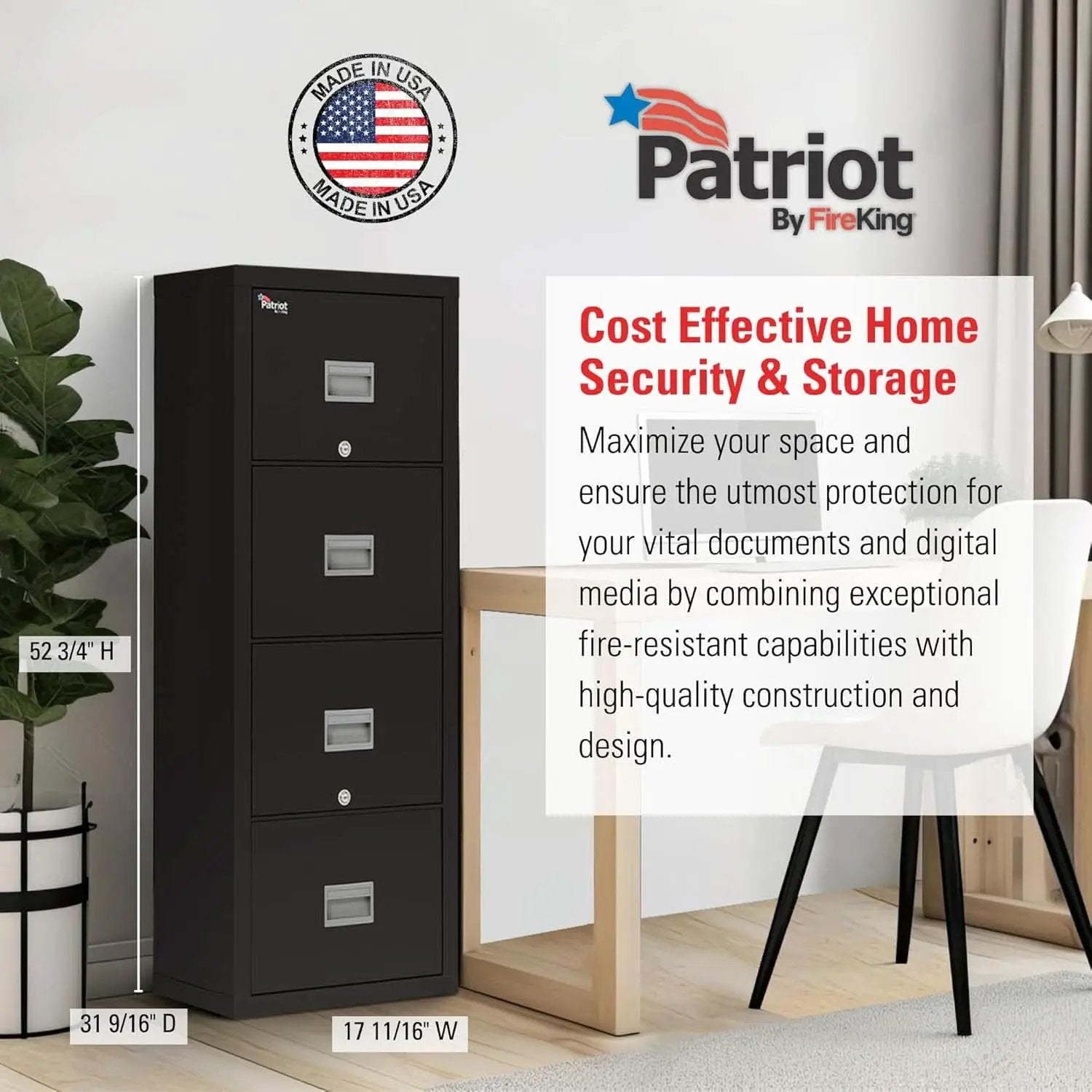 Patriot Vertical 4 Drawer Fire Rated File Cabinet USA Made from PriceLows™