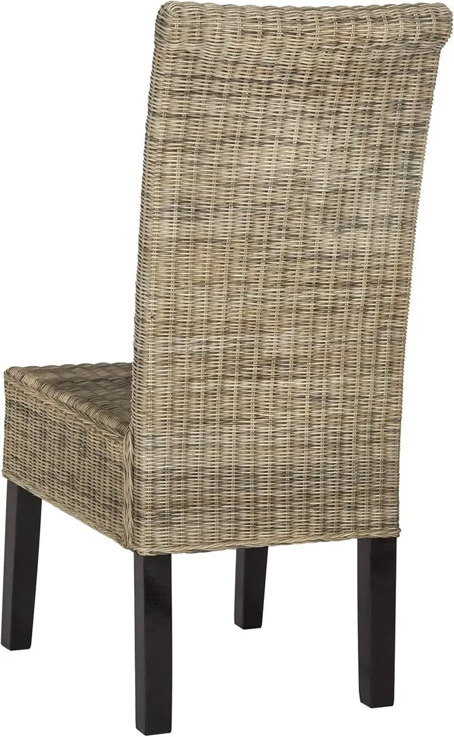 Grey Wicker Dining Chair 18 Inch Rattan Cotton Upholstery from PriceLows™