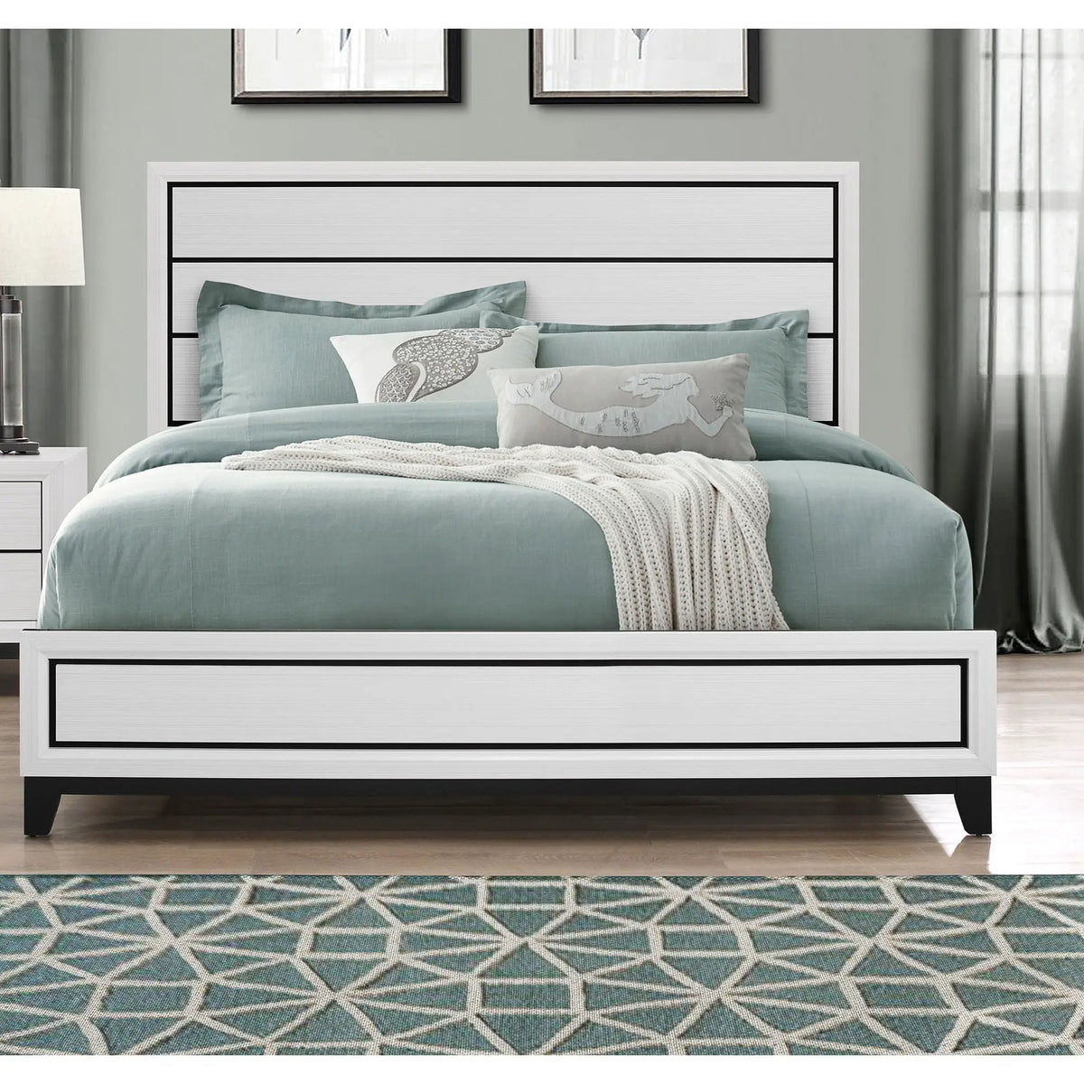 Mirage Panel Bed | Contemporary Panel Headboard | Rubber Wood Construction | 86 Inch Length