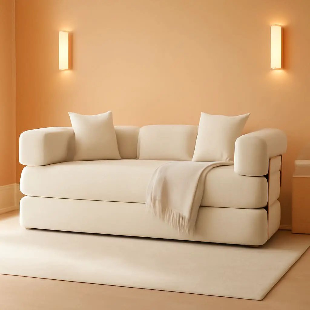 78Inch Convertible Sleeper Sofa Bed Beige Upholstery from PriceLows™